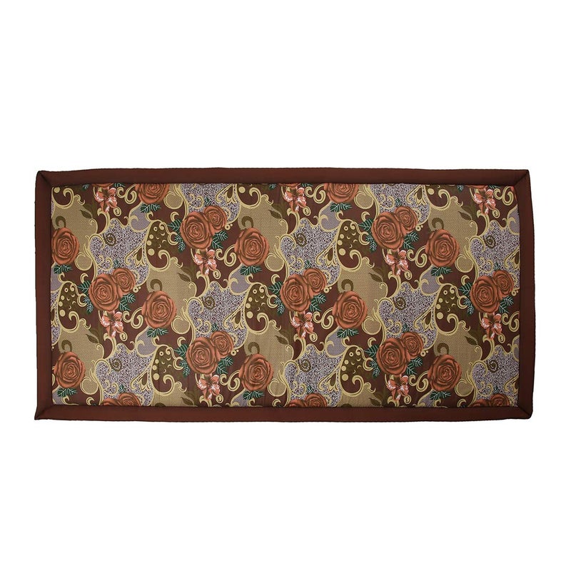 CRAFT OF INDIA CRAFT OF INDIA Foldable Mat Kora River Grass Chatai 65X3 ft 18MM Soft Foam Single Fold Brown Cotton Fabric Wash able - Image 4