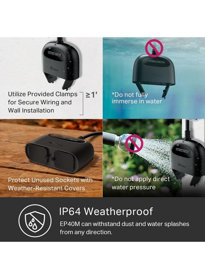 Kasa Smart Kasa Matter Smart Outdoor Plug, Dual Outlet, IP64 Weather Resistance, Works with Apple HomeKit, Amazon Alexa, Google Home, SmartThings, 15A/1800W Max, ETL Certified, 2.4G Wi-Fi Only, EP40M - Image 5