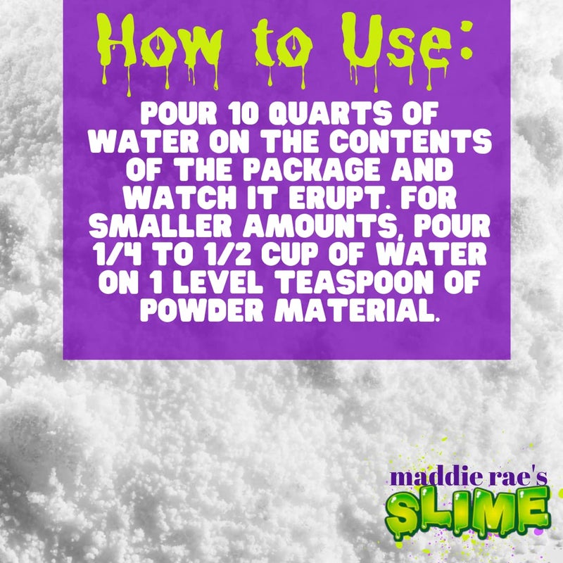 SCS Direct Maddie Rae's Instant Snow XL Pack- Makes 5 GALLONS of Fake Artificial Snow-Best Powder for Cloud Slime, Made in USA - Kid Safe, Non-Toxic, School Project DIY Art & Craft, Holiday Gift - Image 4