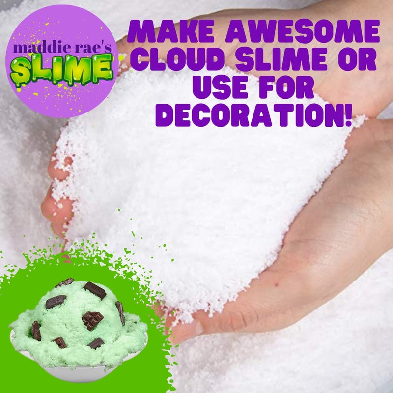 SCS Direct Maddie Rae's Instant Snow XL Pack- Makes 5 GALLONS of Fake Artificial Snow-Best Powder for Cloud Slime, Made in USA - Kid Safe, Non-Toxic, School Project DIY Art & Craft, Holiday Gift - Image 3