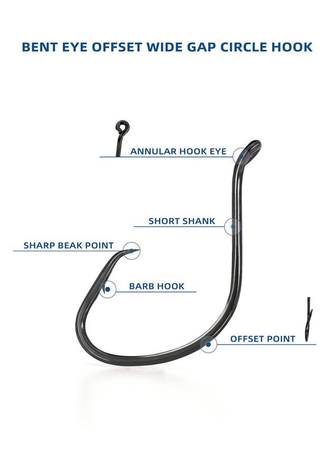 BLUEWING Bent Eye Offset Wide Gap Circle Hooks 10pcs Fishing Hooks High Carbon Steel Fishing Hooks Extra Sharp Fish Hooks for Freshwater Saltwater Fishing, Size 4/0, 10pcs - Image 4