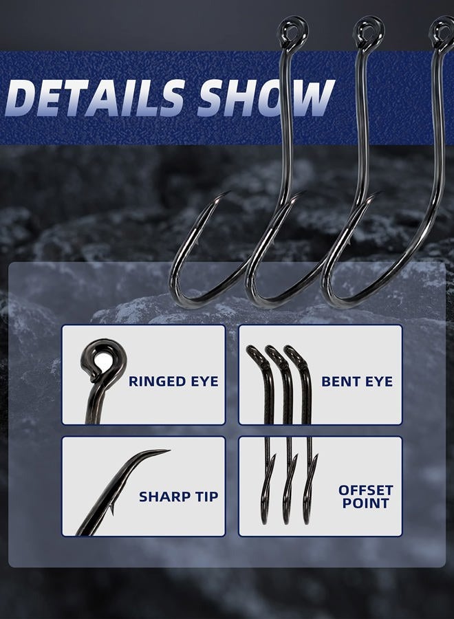 BLUEWING Bent Eye Offset Wide Gap Circle Hooks 10pcs Fishing Hooks High Carbon Steel Fishing Hooks Extra Sharp Fish Hooks for Freshwater Saltwater Fishing, Size 4/0, 10pcs - Image 2