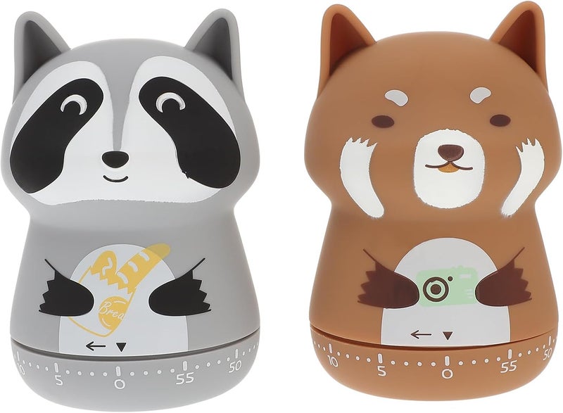 2pcs Cartoon Animal Mechanical Countdown Timer Kitchen Time Reminder Cooking Timer Device for Home Use with Style - Image 1