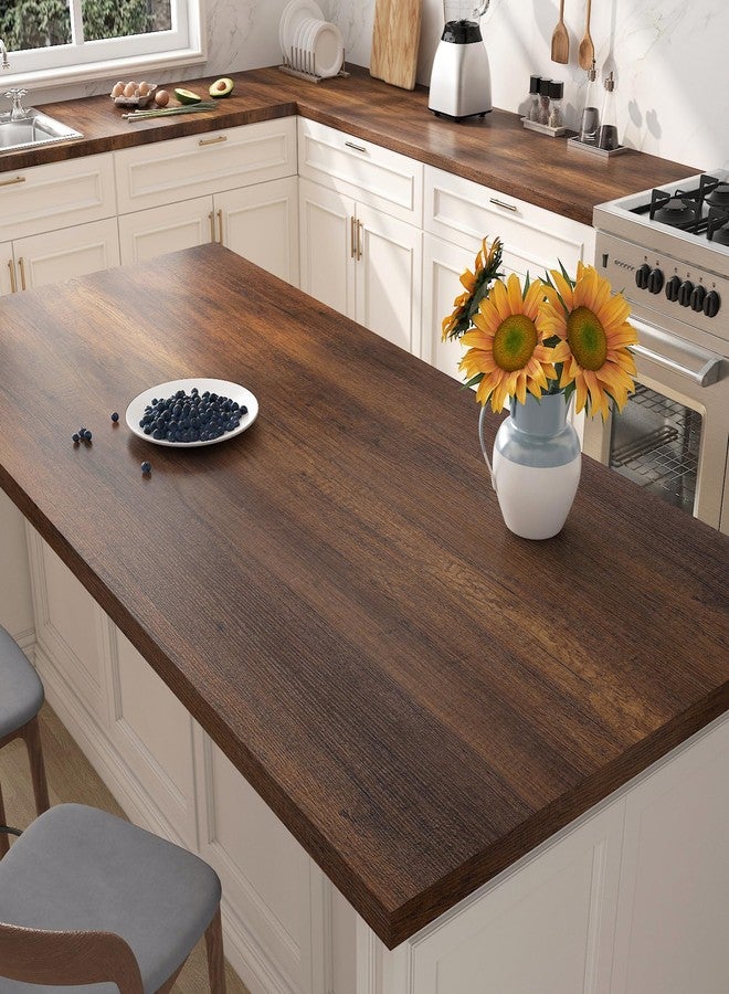 FunStick Brown Walnut Wood Contact Paper for Countertops Waterproof Vintage Wood Wallpaper Peel and Stick Countertops for Kitchen Removable Wood Grain Contact Paper for Cabinets Desk Drawers 15.8"x80" - Image 3