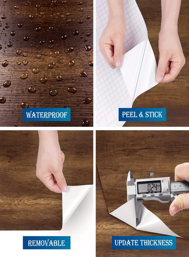 FunStick Brown Walnut Wood Contact Paper for Countertops Waterproof Vintage Wood Wallpaper Peel and Stick Countertops for Kitchen Removable Wood Grain Contact Paper for Cabinets Desk Drawers 15.8"x80" - Image 4