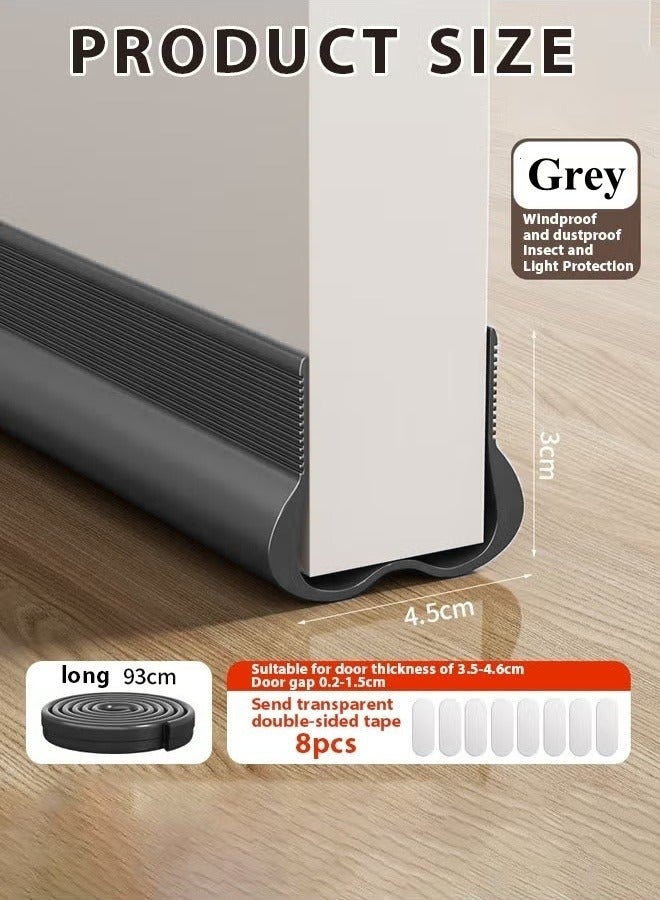Optico 1/2/3Pcs Door Draft Stopper, 93CM Weather Stripping Door Seal PVC Seal Strip Door Seal Blocker Door Bottom Sealing Strips Door Sweep Under Door Seal Door Sealer for Noise Reduction & Insulation & Anti-insects & Block Light (Grey)  - Image 3