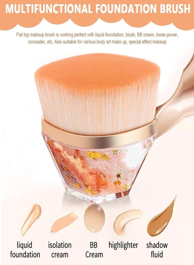 KROYWEN Foundation Brush Flat Top Liquid Powder Makeup Brush Kabuki Face Blush Brush for Liquid & Cream, Flawless Blending Make Up Brush with Case (Champagne Gold) - Image 4