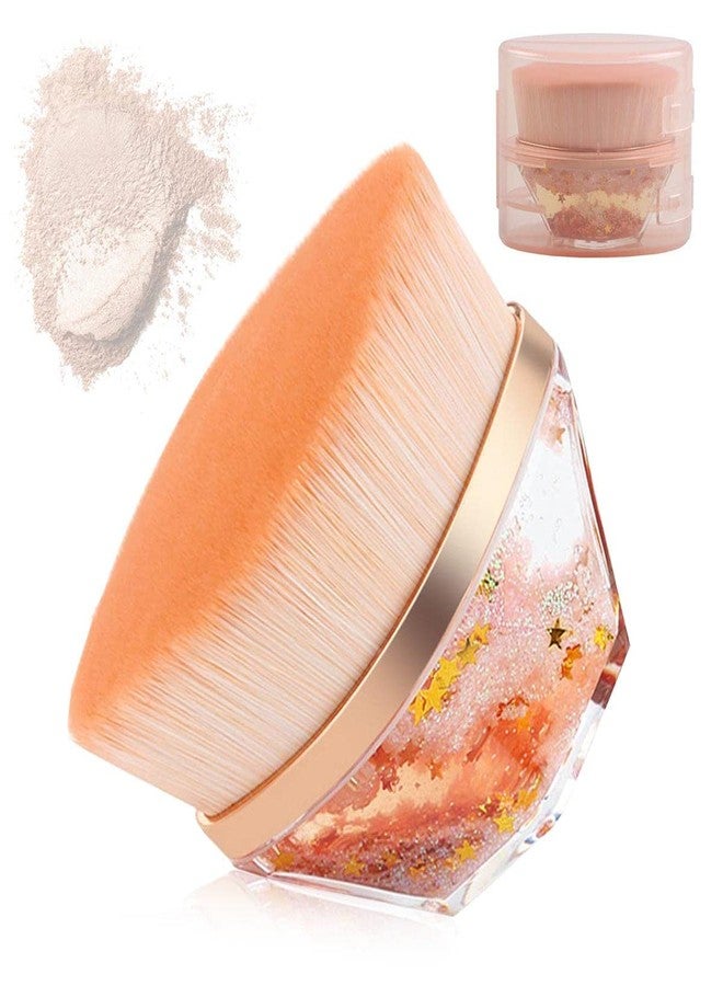 KROYWEN Foundation Brush Flat Top Liquid Powder Makeup Brush Kabuki Face Blush Brush for Liquid & Cream, Flawless Blending Make Up Brush with Case (Champagne Gold) - Image 1