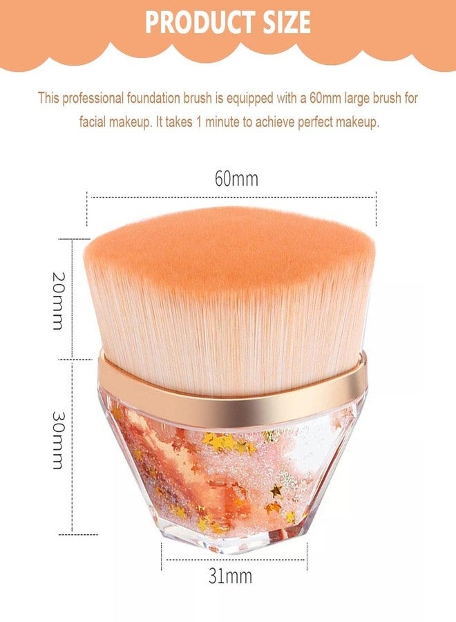 KROYWEN Foundation Brush Flat Top Liquid Powder Makeup Brush Kabuki Face Blush Brush for Liquid & Cream, Flawless Blending Make Up Brush with Case (Champagne Gold) - Image 2