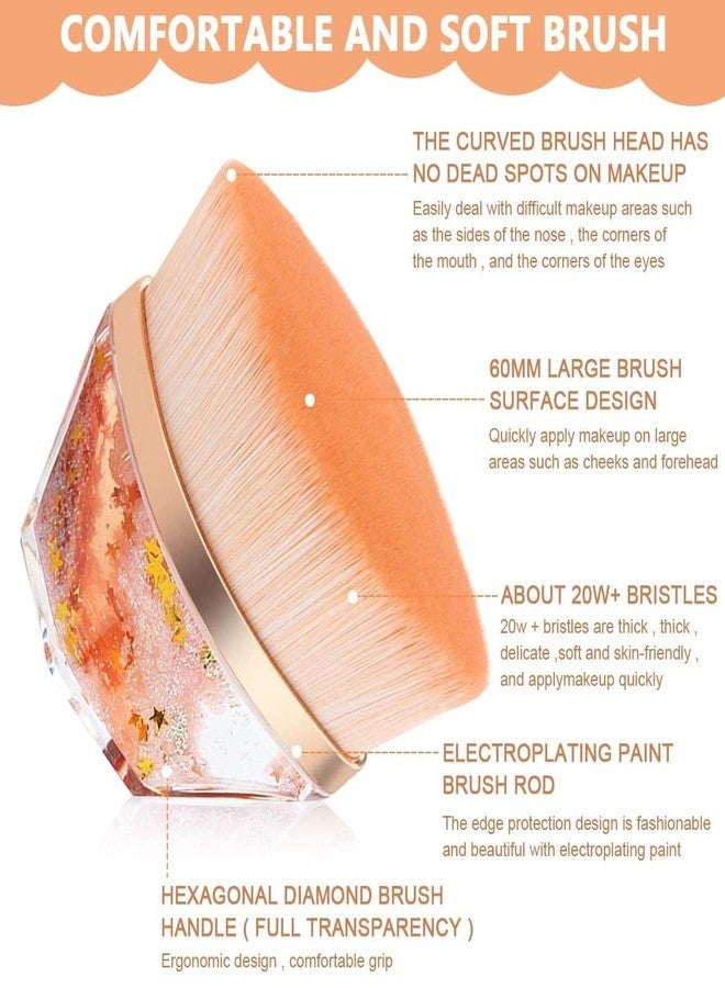 KROYWEN Foundation Brush Flat Top Liquid Powder Makeup Brush Kabuki Face Blush Brush for Liquid & Cream, Flawless Blending Make Up Brush with Case (Champagne Gold) - Image 3
