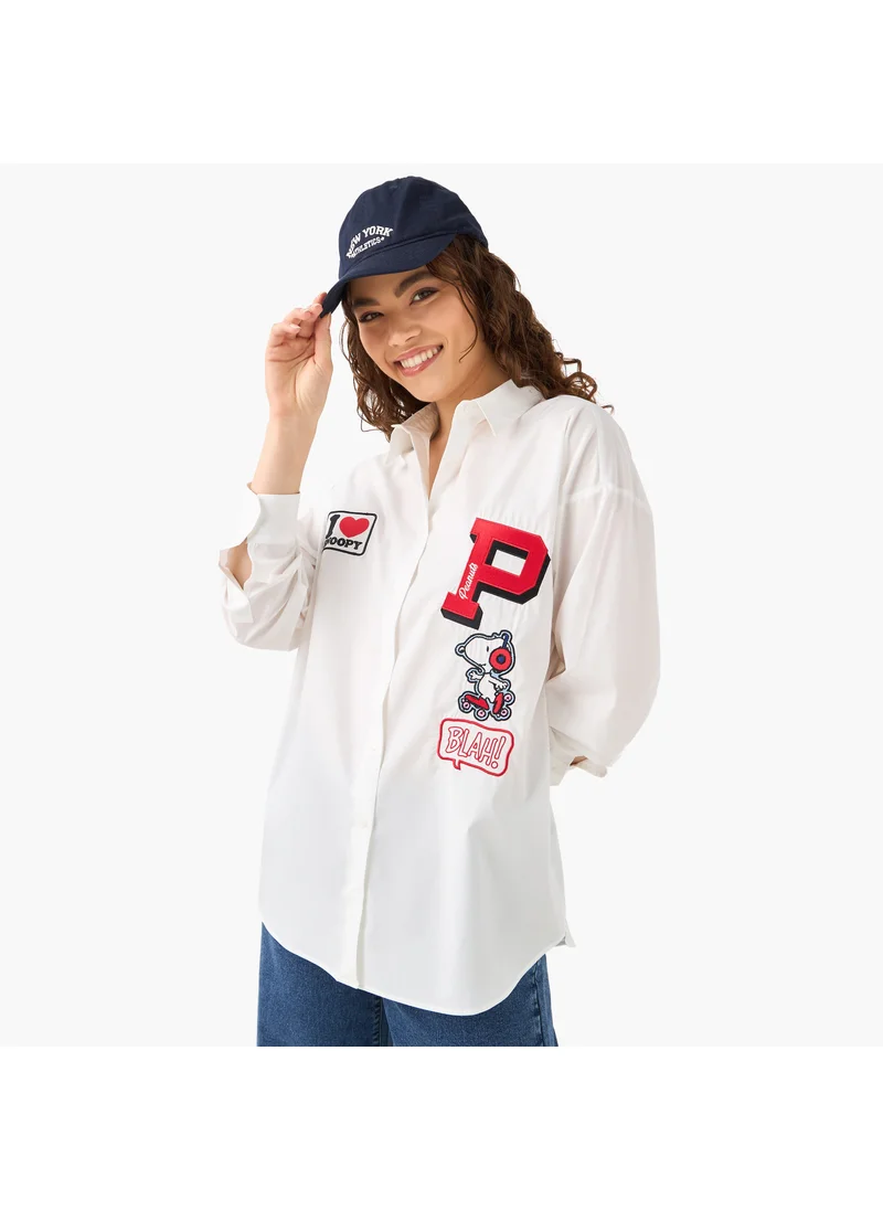 اس بي كاركترز Snoopy Dog Embroidered Shirt with Long Sleeves