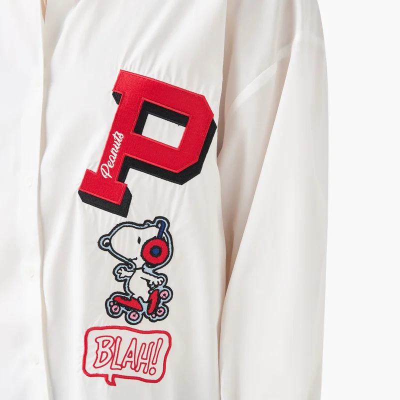 SP Characters Snoopy Dog Embroidered Shirt with Long Sleeves