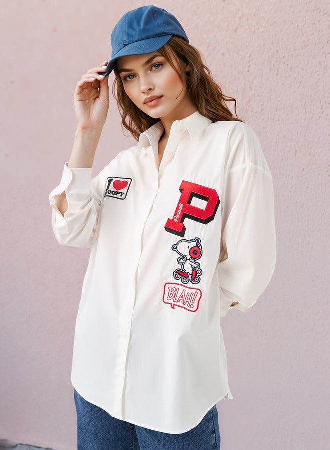 اس بي كاركترز قميص سنوبي بأكمام طويلة مطرز - Image 1