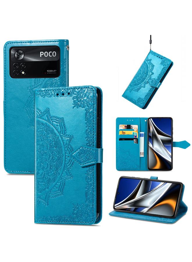 Case For Xiaomi Poco X4 Pro 5G Mandala Flower Embossed Flip Leather Phone Case