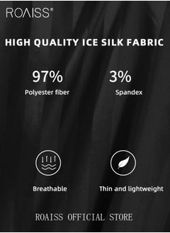 roaiss Soft Skin Friendly Robe for Men with Drawstrings Men's Stripe Print Breathable Ice-Silk Bathrobe Lightweight Half Sleeves Satin Sleepwear Longewear Ideal for Home Wear or Sleeping  - Image 4