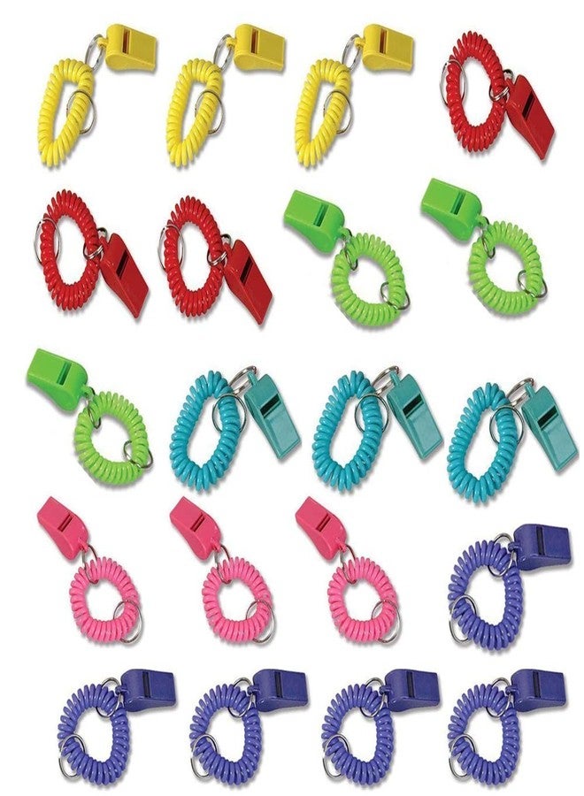 Hosfairy 24pcs Plastic Bracelet Whistle Whistle Keychain Outdoor Sports Wrist Easter Basket Birthday Party Decoration - Image 1