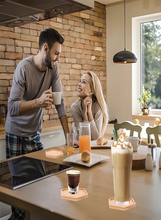 مجموعة ويندونك 4 قطع من قواعد أكواب سداسية الشكل من الخيزران للأعمال الفنية، قواعد أكواب للمشروبات مقاس 4.13 بوصة لطاولة القهوة، قواعد أكواب للشرب لأطباق فنية صغيرة على شكل نباتات - Image 5