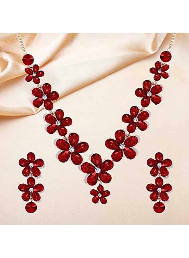 YouBella Jewellery Sets for Women Crystal Necklace Jewellery Set with Earrings for Girls/Women (Red) - Image 3