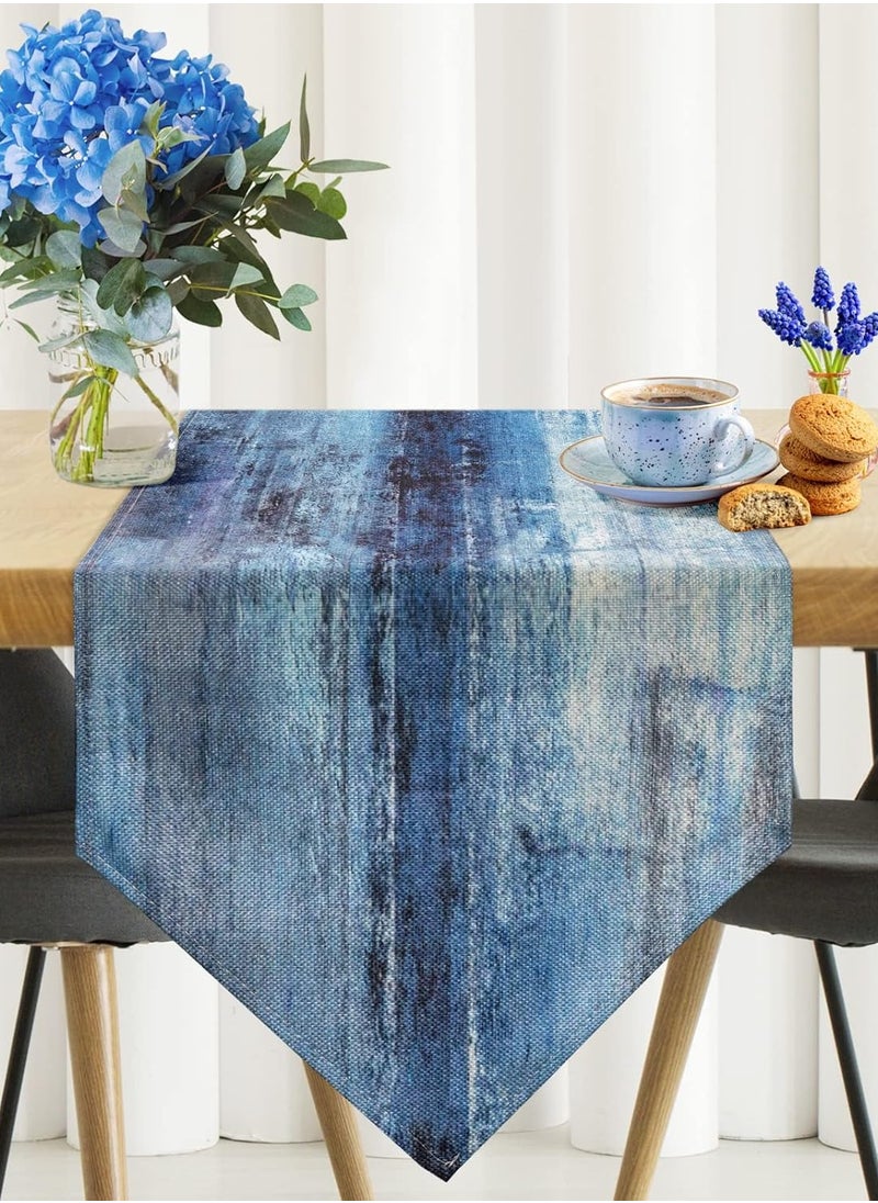 Generic Blue Grey Linen Table Runner Table Dresser Scarves for Kitchen Dining Table Holiday Party Decor (13"x 71")  - Image 1