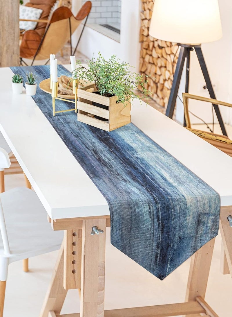 Blue Grey Linen Table Runner Table Cover for Kitchen Dining Table Holiday Party Decor (30x180cm)  - Image 4
