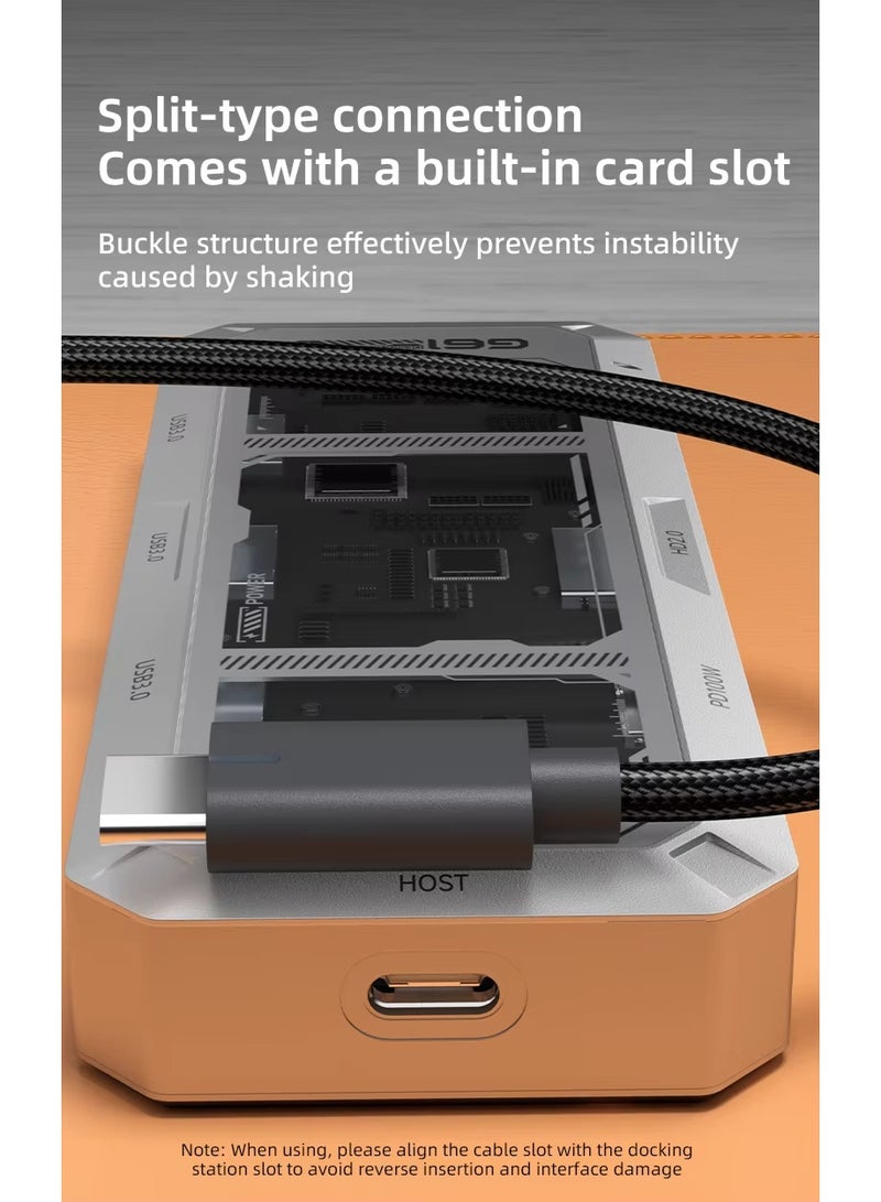 PIVA G61 6-in-1 Docking Station with 6 USB Ports is made of aluminum alloy, supports 4K60Hz, PD100W, USB 3.0, and Gigabit Ethernet RJ45, and is ideal for gamers and office workers. - Image 5