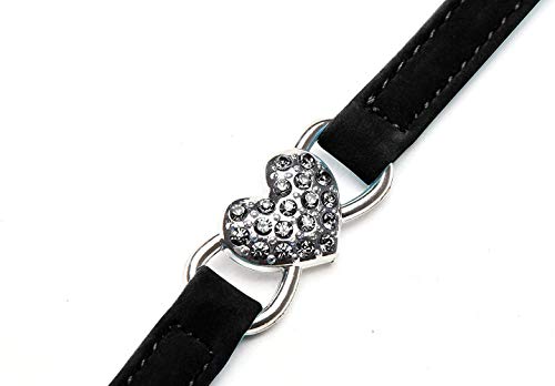 CHUKCHI Pink Soft Velvet Safe Cat Adjustable Collar with Crystal Heart Charm and Bells 8-11 Inches(Black+Red+Pink+Blue) - Image 4