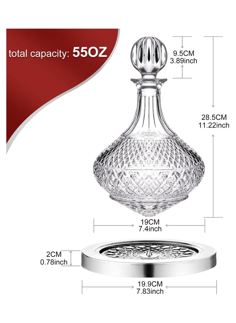 Vitacelli - Spinning Decanter 1.5 Liter  Unique Crystal Glass for Men /Women's Good Gift on Special Day - Image 1