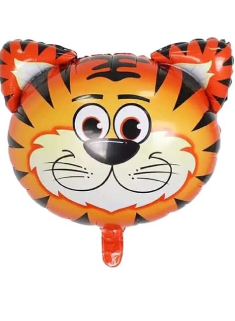 بالونات HK Balloons Jungle Animal Forest ديكورات حفلات أعياد الميلاد للأولاد - 104 قطعة كومبو - رقائق على شكل وجه حيوان الرايات، بالونات مطاطية من الكروم - زينة عيد ميلاد بموضوع الغابة - Image 4
