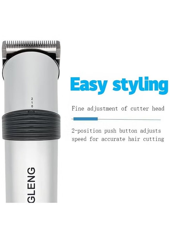DINGLENG Professional Electric Hair Clipper, Men's Hair Trimmer Silver  - Image 2