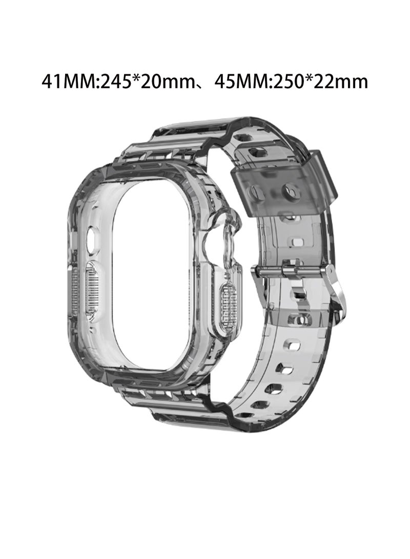 Transparent Blue 44/45mm Compatible With Apple Watch, Suitable For Men And Women, Tpu Integrated Watch Strap Wristband Compatible With Iwatch Series 10 9 8 7 Generations - Image 2