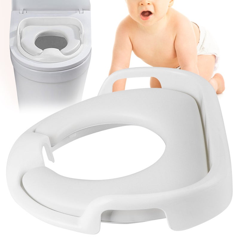 Potty Training Seat for Boys and Girls Soft Children Toilet Seat with NonSlip Handle(White ) - Image 4