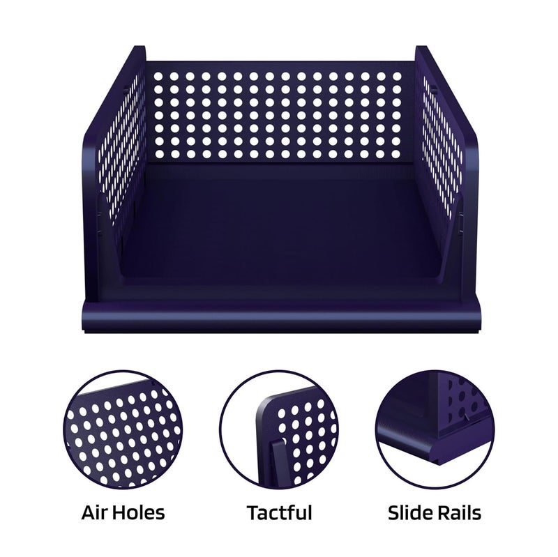 Kuber Industries Large 4 Pcs Storage Organizer Foldable Shirt Stacker Box Cloth Box for Almirah Cupboard Organizer Wardrobe Organizer For Clothes Closet Storage Basket Blue - Image 2