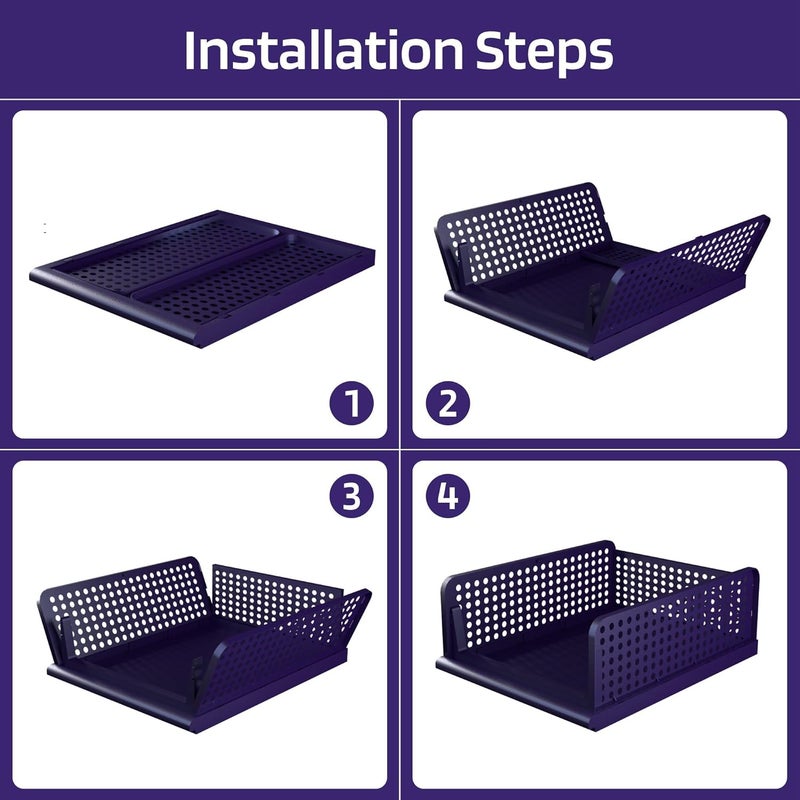 Kuber Industries Large 4 Pcs Storage Organizer Foldable Shirt Stacker Box Cloth Box for Almirah Cupboard Organizer Wardrobe Organizer For Clothes Closet Storage Basket Blue - Image 5