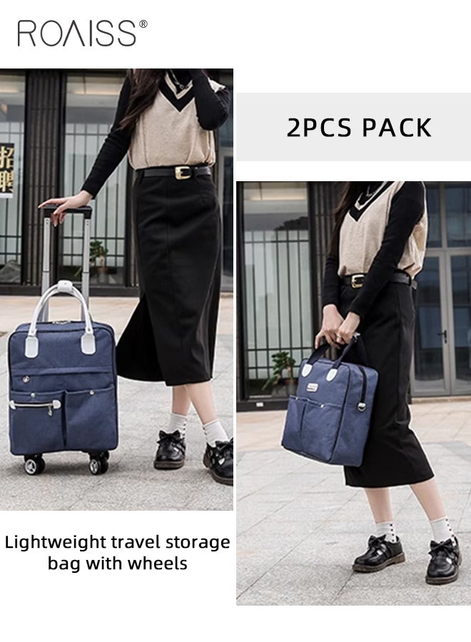 roaiss Unisex 2 Pack Trolley Bag Set Premium Large Capacity Foldable Multifunctional Travel Bag Multi Compartment Design Waterproof Luggage Bag with Smooth Zipper and Universal Wheel - Image 4
