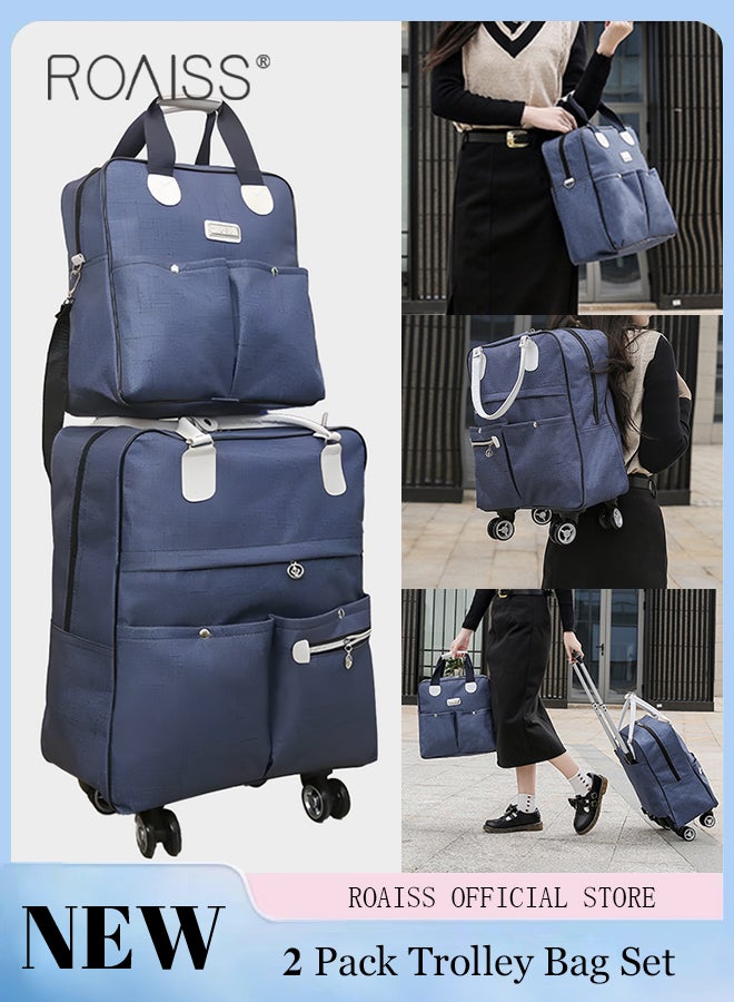 roaiss Unisex 2 Pack Trolley Bag Set Premium Large Capacity Foldable Multifunctional Travel Bag Multi Compartment Design Waterproof Luggage Bag with Smooth Zipper and Universal Wheel - Image 2