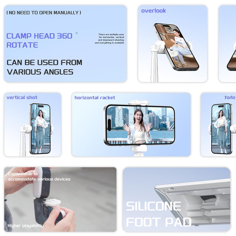 Pikkme Self Expanding and Storing Legs 180 CM Selfie Stick | 360° Rotation Shooting | 10 Mtr Range Wireless Magnetic Removal Remote Control | Aluminum Alloy Legs | Chargable Battery | Cold Shoe Mount - Image 4