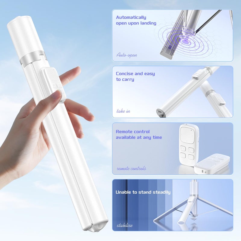 Pikkme Self Expanding and Storing Legs 180 CM Selfie Stick | 360° Rotation Shooting | 10 Mtr Range Wireless Magnetic Removal Remote Control | Aluminum Alloy Legs | Chargable Battery | Cold Shoe Mount - Image 2