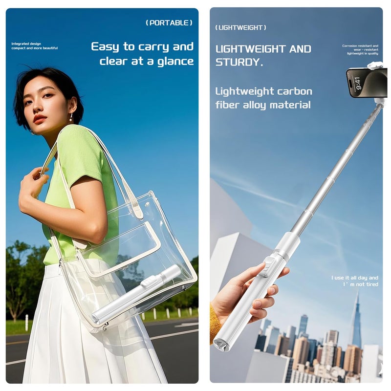 Pikkme Self Expanding and Storing Legs 180 CM Selfie Stick | 360° Rotation Shooting | 10 Mtr Range Wireless Magnetic Removal Remote Control | Aluminum Alloy Legs | Chargable Battery | Cold Shoe Mount - Image 5