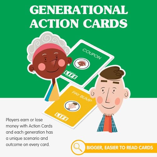 Joy for All The Game of Life Generations - Board Games for Seniors - New Generational Spaces - Big Easy to Read Action Cards for Older Adults with Low Vision - Memory Game Log - Activity for Elderly - Image 4