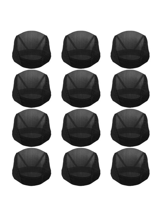 Tayfremn 12Pcs Dome Caps Mesh Dome Wig Cap Black Elastic Wig Caps Stretchable Spandex Dome Caps Breathable Nylon Light Hair Mesh Net For Men Women Wigs Making - Image 1