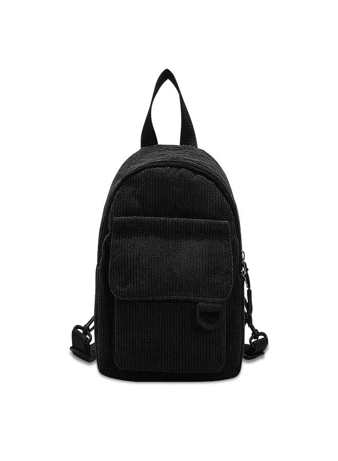 WisePoint Women's Fashion Backpacks, Corduroy Backpack Bag for Women Portable Backpack Purse Small Backpack (black) - Image 1