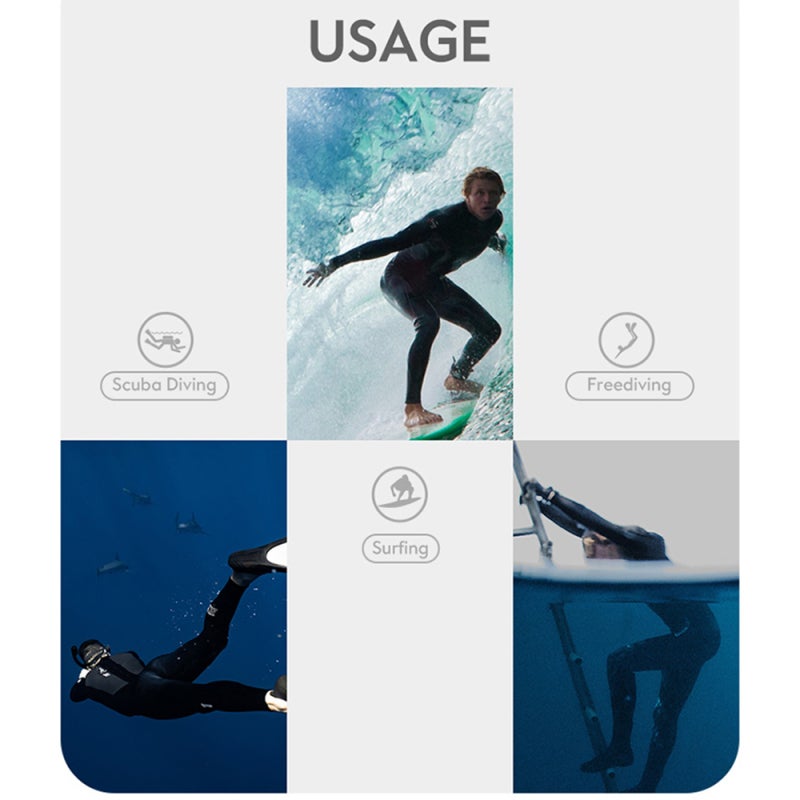 DIVE & SAIL بدلات غوص كاملة الجسم بسمك 3 مم للرجال والنساء، بأكمام طويلة، دافئة وسميكة لعشاق الغوص تحت الماء، وركوب الأمواج، والغوص الحر، والسباحة الشتوية. - Image 2
