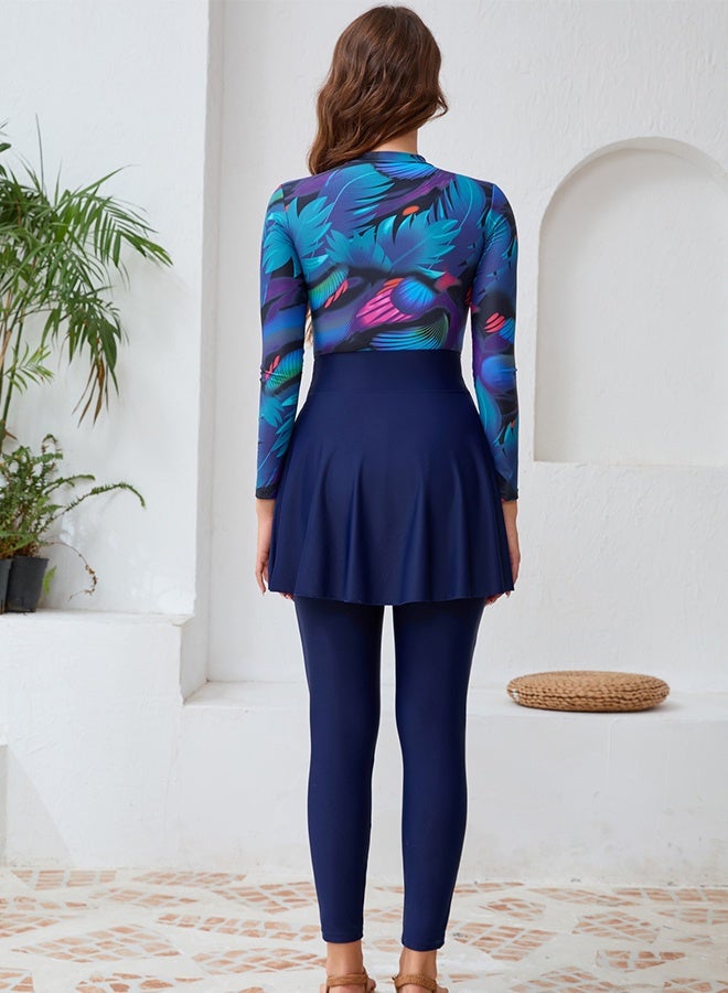 JiuAn Burkini Swimsut for Women 5 Pieces Long Sleeve Muslim Swim Shirt + Pant + Skirt + Cover Up +hat Islamic Modest Bathing Suit - Image 5