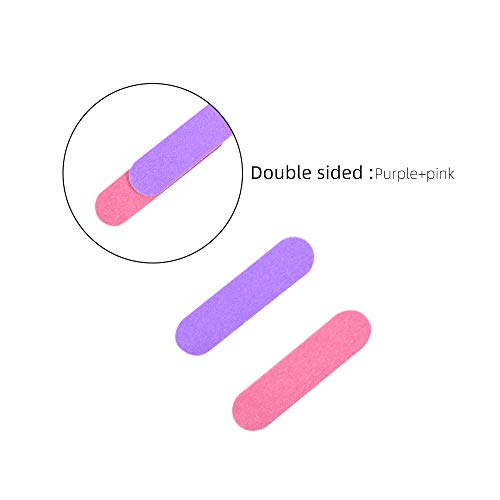VIOCIWUO Mini Nail File Bulk 300Pcs (180/240 Grit), Disposable Nail Files Double Sided Emery Boards Home or Professional Manicure Tools(Purple and Pink) - Image 3