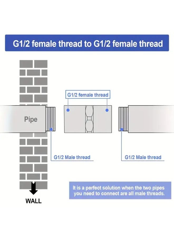 Stainless Steel Shower Connector Adapter G1 2 Inner Thread No Electricity Required 1pc - Image 5