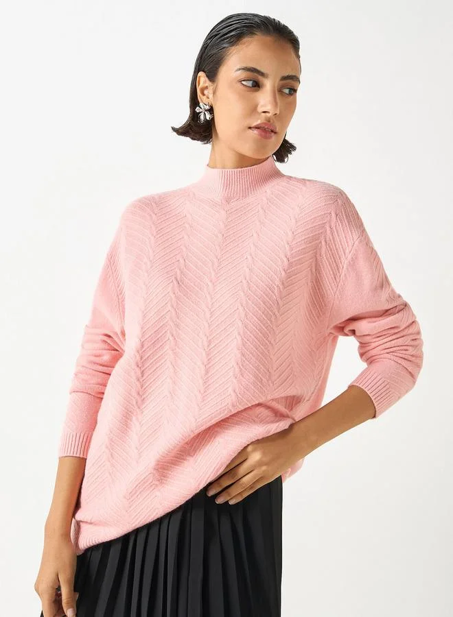 2Xtremz 2Xtremz Textured High Neck Sweater with Long Sleeves