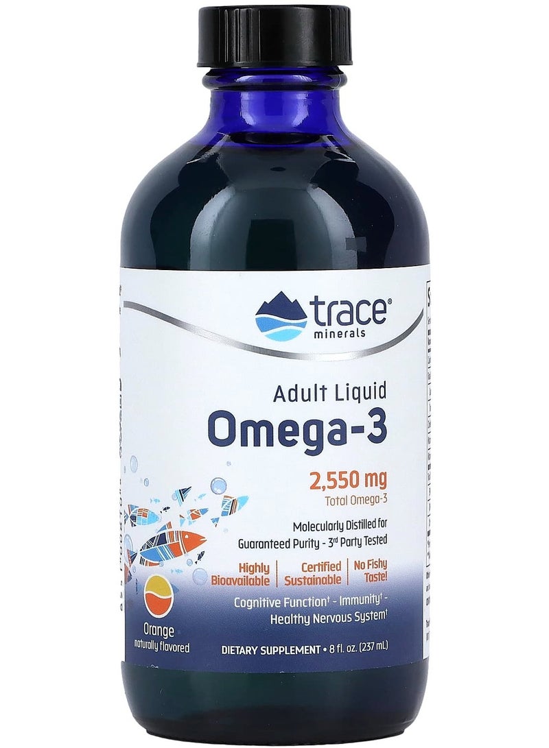 Trace Minerals Adult Liquid Omega-3, Orange, 2,550 mg, 8 fl oz (237 ml)