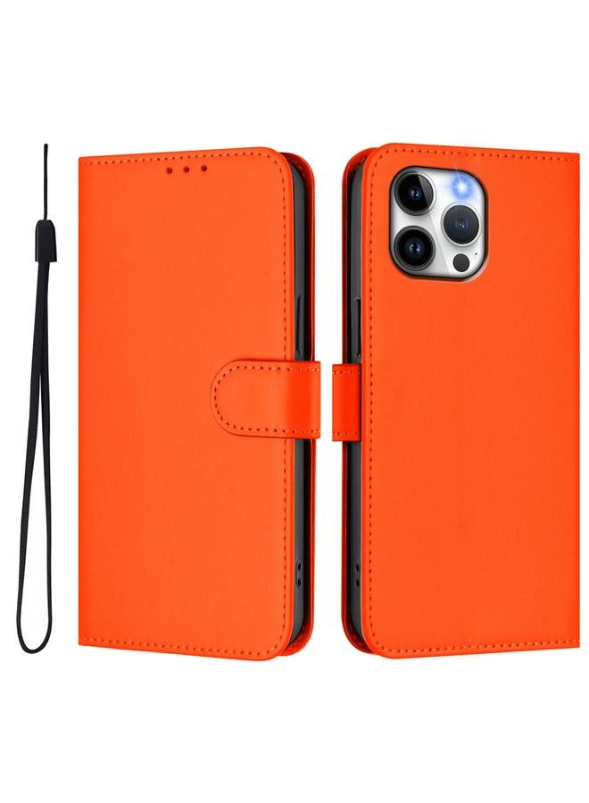 S-TOP Case For iPhone 13 Pro Max Skin Feel Solid Color Leather Phone Case with Lanyard - Image 2