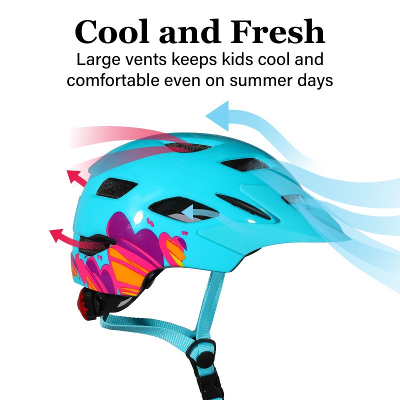Bilaki Kids Bike Helmet, Adjustable Youth Boys Girls Helmets for Ages 3-5-8-14 Years (50-57cm), Child Helmet with Visor and LED Light, Lightweight Multi-Sport Bicycle Scooter Skate Cycling Helmets - Image 5