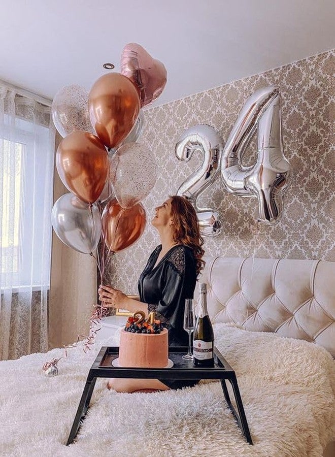 IWERP Silver 4 Balloon, Number Balloons 40 Inch, 4th Silver and Black Party Decorations, Four Large Numbers for Party Decor, Number 4 Balloon - Image 3